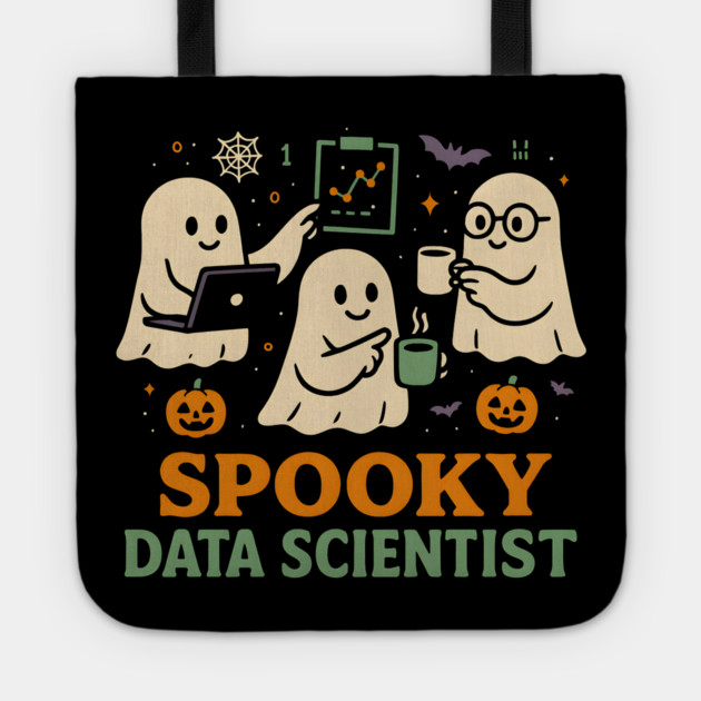 Spooky Data Scientist Ghost Halloween Graphic Tote by MakerMind8.2