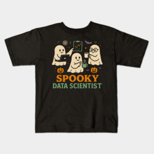 Spooky Data Scientist Ghost Halloween Graphic Kids T-Shirt