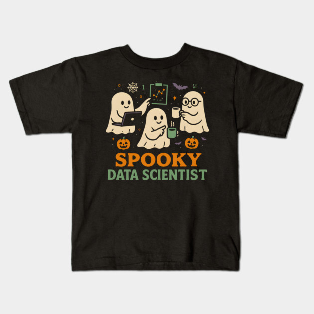 Spooky Data Scientist Ghost Halloween Graphic Kids T-Shirt by MakerMind8.2