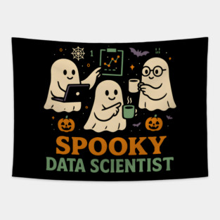 Spooky Data Scientist Ghost Halloween Graphic Tapestry