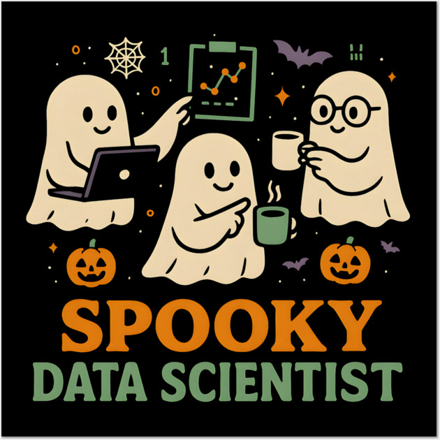 Spooky Data Scientist Ghost Halloween Graphic Wall Art by MakerMind8.2