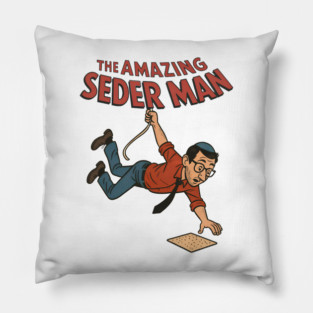 The Amazing Seder Man - Funny Jewish Holiday Passover Comic Book Pillow