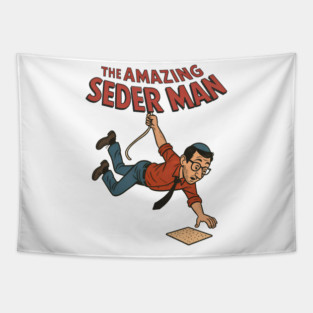 The Amazing Seder Man - Funny Jewish Holiday Passover Comic Book Tapestry