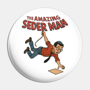 The Amazing Seder Man - Funny Jewish Holiday Passover Comic Book Pin