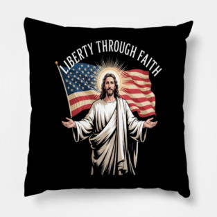Liberty Through Faith Embrace Spiritual Freedom Jesus Pillow