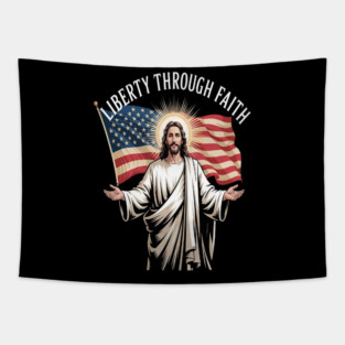 Liberty Through Faith Embrace Spiritual Freedom Jesus Tapestry