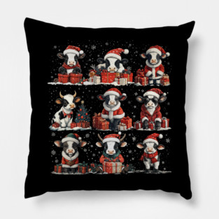 Cow Christmas - Merry Christmas Snow Gift Lights Pillow