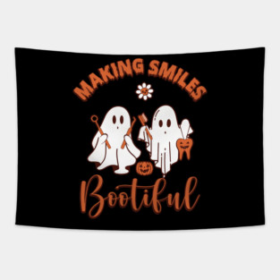 Funny Halloween Dentist Ghosts Making Smiles Bootiful Dental Art Tapestry