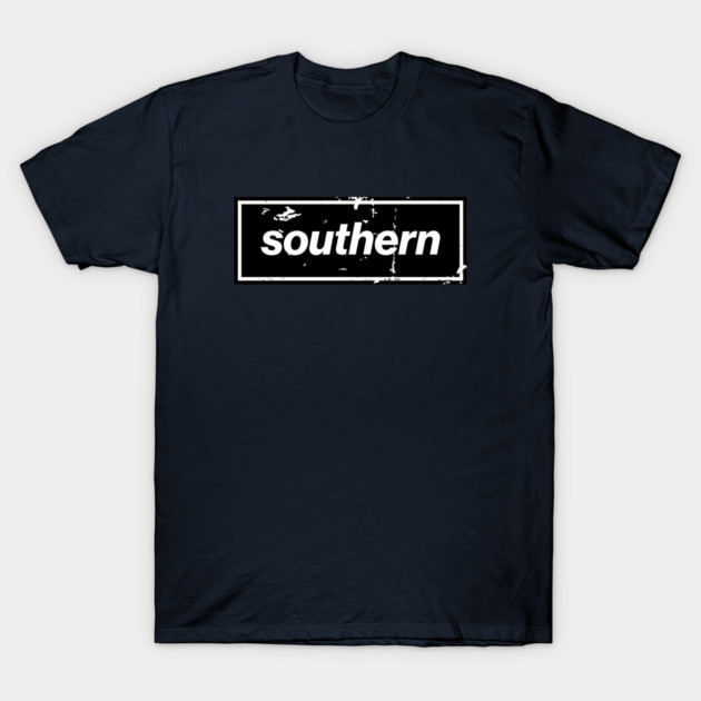 Southern - England Oasis Distressed Style Statement Black T-Shirt by Butter Creative