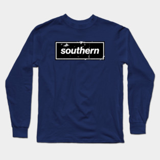 Southern - England Oasis Distressed Style Statement Black Long Sleeve T-Shirt
