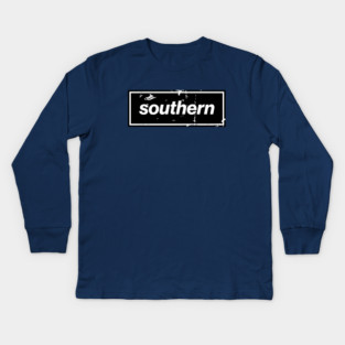 Southern - England Oasis Distressed Style Statement Black Kids Long Sleeve T-Shirt
