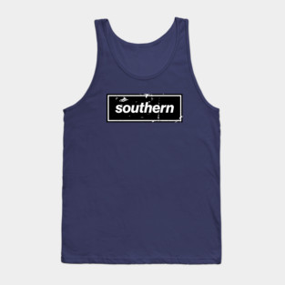 Southern - England Oasis Distressed Style Statement Black Tank Top
