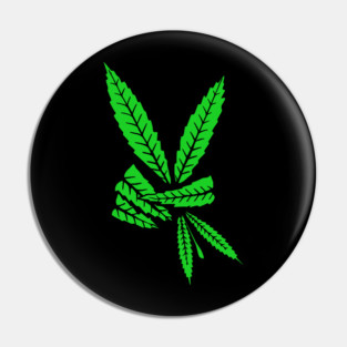 Weed Leaf Marijuana Leaf Hand Peace Sign hand 420 Cannabis Pin