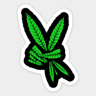 Weed Leaf Marijuana Leaf Hand Peace Sign hand 420 Cannabis Sticker