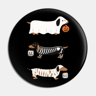 Cute Halloween Dachshunds Ghost Skeleton Mummy Dogs Trick or Treat Boo Pumpkin Pin