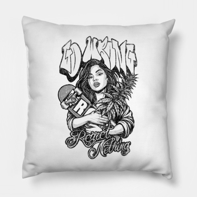 Regret Nothing Pillow by Wrongteeshirt