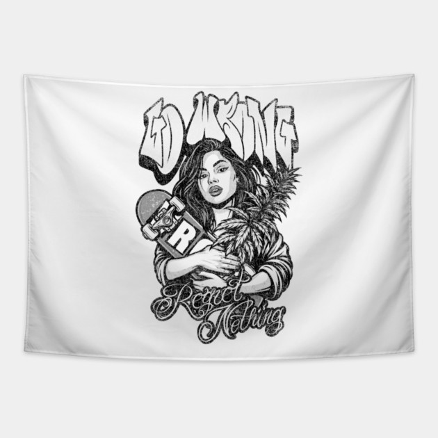 Regret Nothing Tapestry by Wrongteeshirt