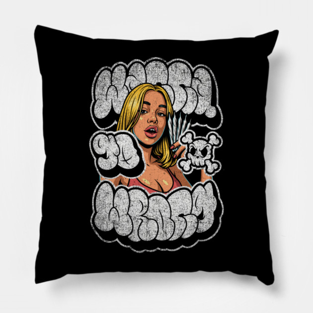 Bad girl Pillow by Wrongteeshirt
