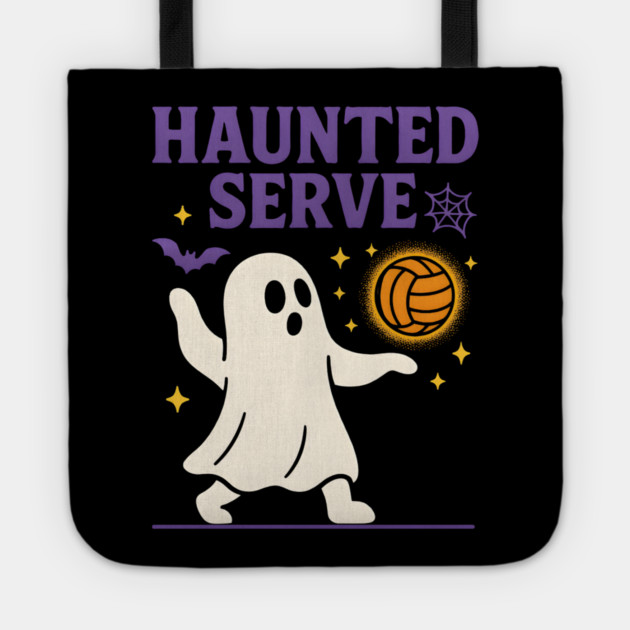 Haunted Serve Ghost Volleyball Halloween Graphic Gift Tote by MakerMind8.2
