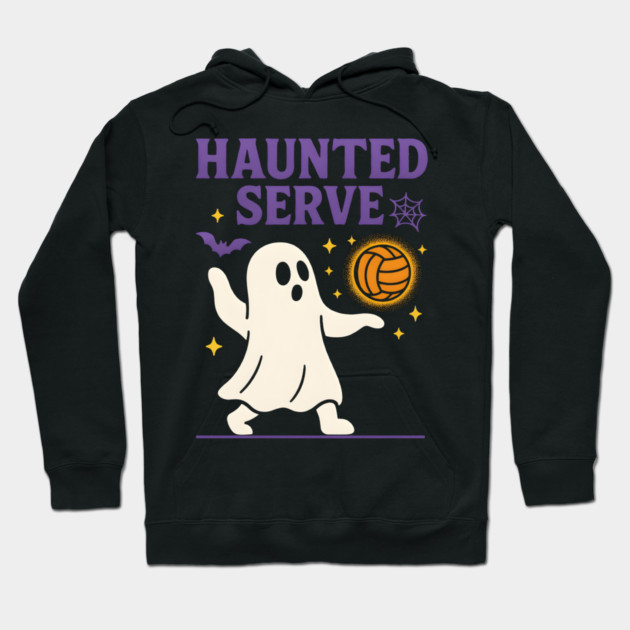 Haunted Serve Ghost Volleyball Halloween Graphic Gift Hoodie by MakerMind8.2