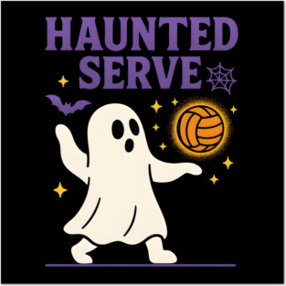 Haunted Serve Ghost Volleyball Halloween Graphic Gift Posters and Art