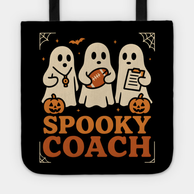 Spooky Coach Ghost Halloween Football Graphic Gift Tote by MakerMind8.2