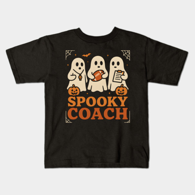 Spooky Coach Ghost Halloween Football Graphic Gift Kids T-Shirt by MakerMind8.2
