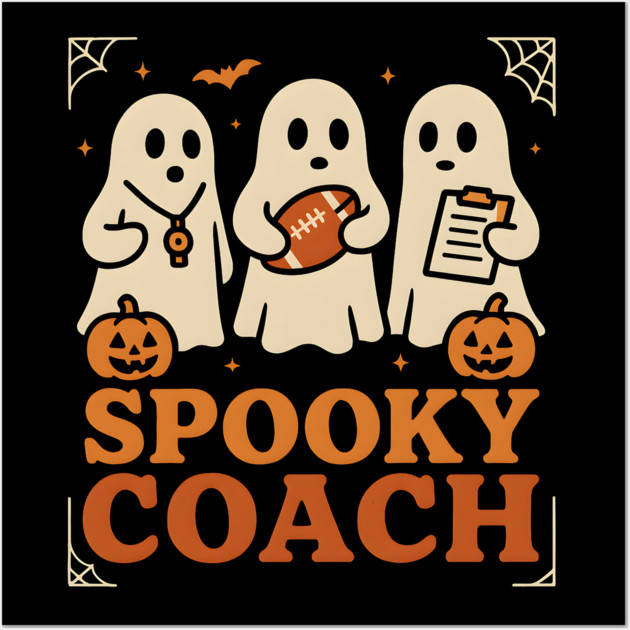 Spooky Coach Ghost Halloween Football Graphic Gift Wall Art by MakerMind8.2