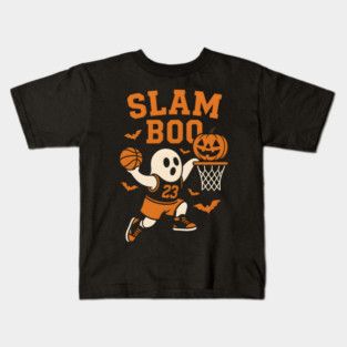Slam Boo Ghost Basketball Halloween Graphic Gift Kids T-Shirt