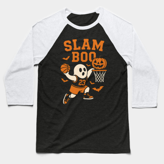 Slam Boo Ghost Basketball Halloween Graphic Gift Baseball T-Shirt by MakerMind8.2