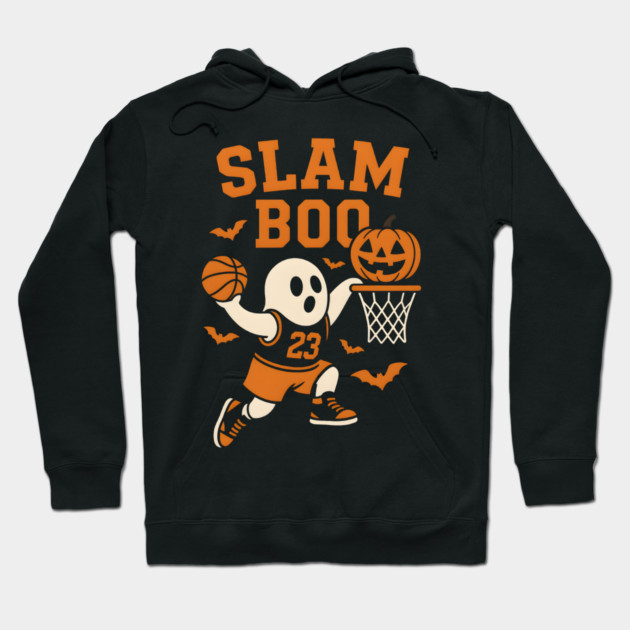 Slam Boo Ghost Basketball Halloween Graphic Gift Hoodie by MakerMind8.2