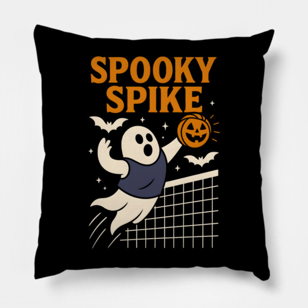 Spooky Spike Ghost Volleyball Halloween Graphic Gift Pillow by MakerMind8.2