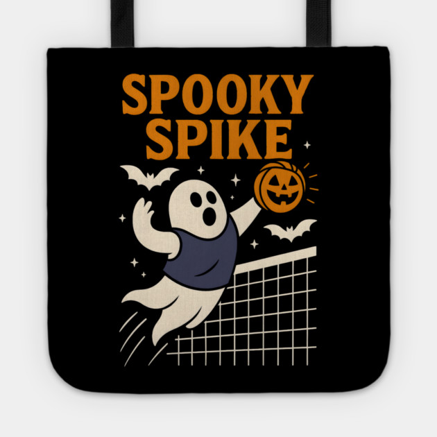 Spooky Spike Ghost Volleyball Halloween Graphic Gift Tote by MakerMind8.2