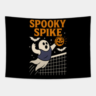 Spooky Spike Ghost Volleyball Halloween Graphic Gift Tapestry
