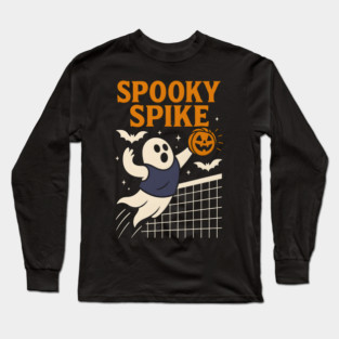 Spooky Spike Ghost Volleyball Halloween Graphic Gift Long Sleeve T-Shirt