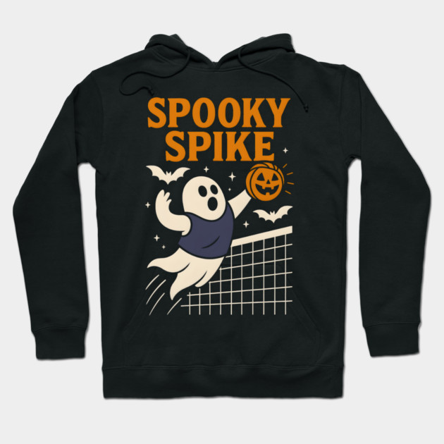 Spooky Spike Ghost Volleyball Halloween Graphic Gift Hoodie by MakerMind8.2