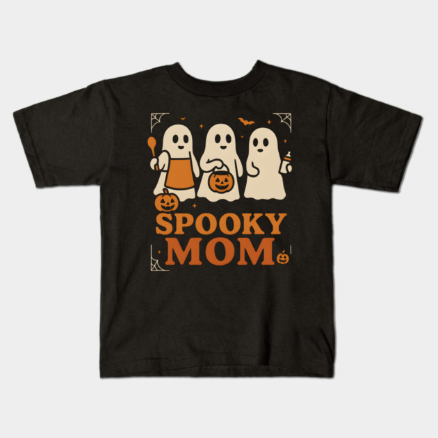 Spooky Mom Ghost Halloween Family Graphic Gift Kids T-Shirt by MakerMind8.2