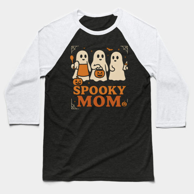 Spooky Mom Ghost Halloween Family Graphic Gift Baseball T-Shirt by MakerMind8.2