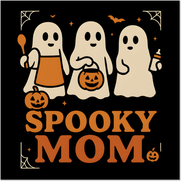 Spooky Mom Ghost Halloween Family Graphic Gift Wall Art by MakerMind8.2
