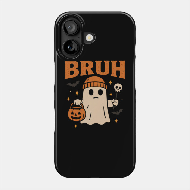 Bruh Ghost Halloween Funny Meme Pumpkin Graphic Gift Phone Case by MakerMind8.2