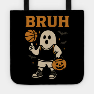 Bruh Ghost Basketball Halloween Funny Graphic Gift Tote