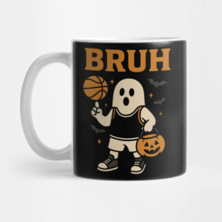 Bruh Ghost Basketball Halloween Funny Graphic Gift Mug