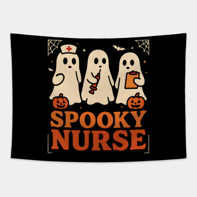 Spooky Nurse Ghost Halloween Costume Graphic Gift Tapestry by MakerMind8.2