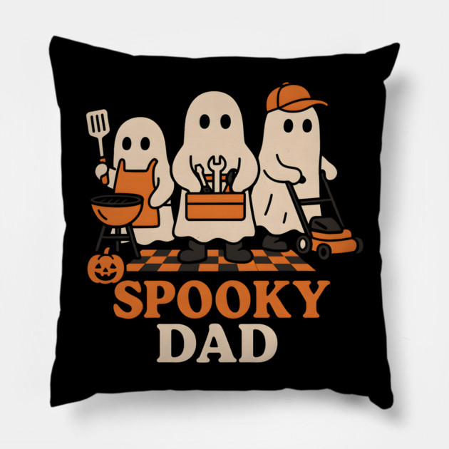 Spooky Dad Ghost Halloween Family Graphic Gift Pillow by MakerMind8.2