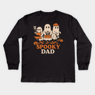 Spooky Dad Ghost Halloween Family Graphic Gift Kids Long Sleeve T-Shirt