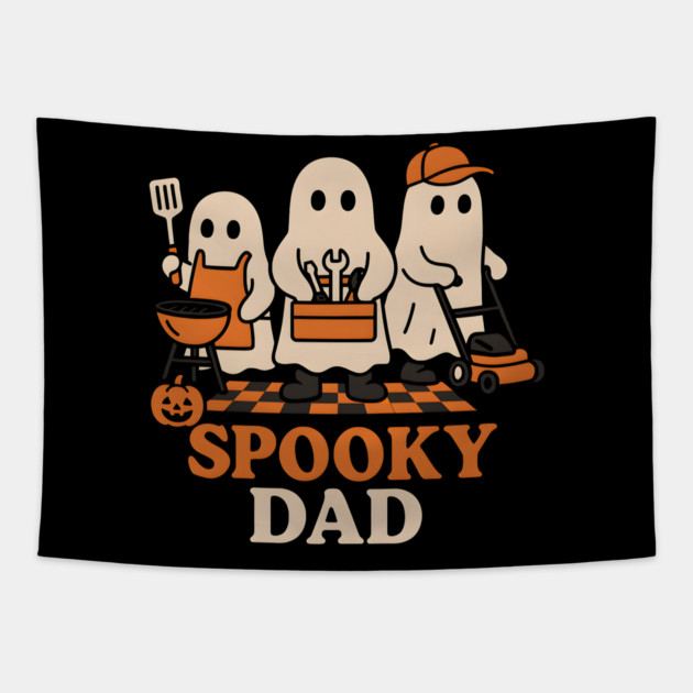 Spooky Dad Ghost Halloween Family Graphic Gift Tapestry by MakerMind8.2