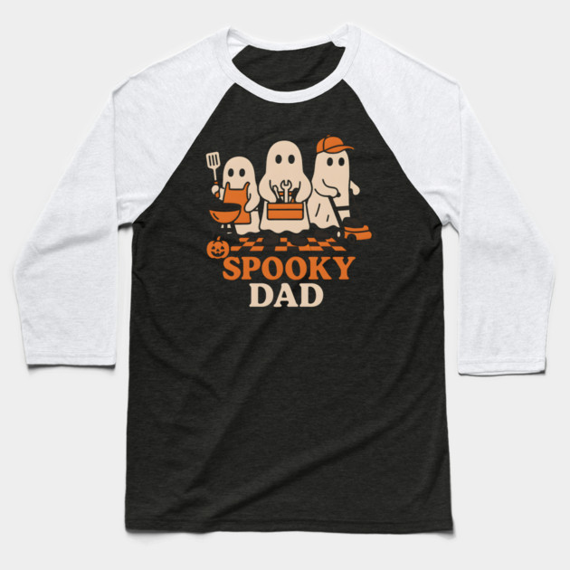 Spooky Dad Ghost Halloween Family Graphic Gift Baseball T-Shirt by MakerMind8.2