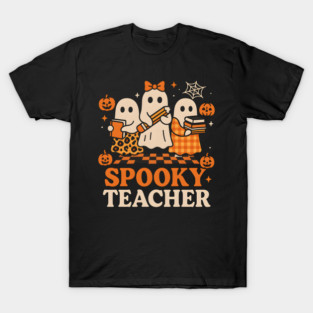 Spooky Teacher Ghost Halloween School Graphic Gift T-Shirt
