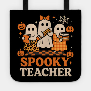 Spooky Teacher Ghost Halloween School Graphic Gift Tote