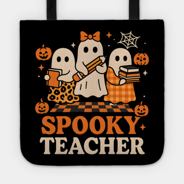 Spooky Teacher Ghost Halloween School Graphic Gift Tote by MakerMind8.2